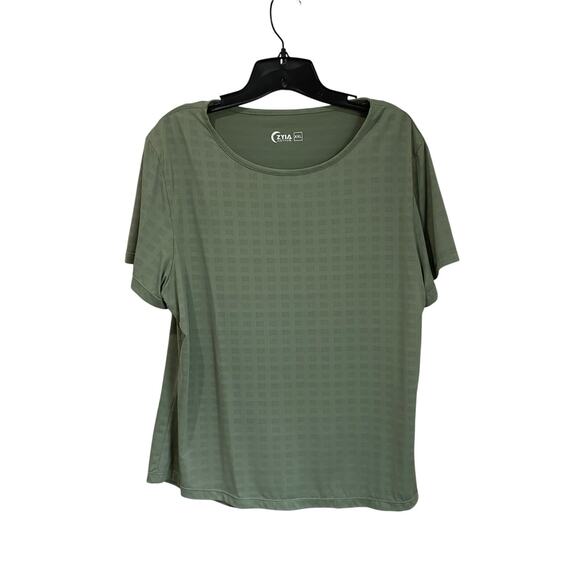 Zyia Active Womens Top  Green Perforated Laser Cut Short Sleeve Stretch Sz XXL - Picture 1 of 7